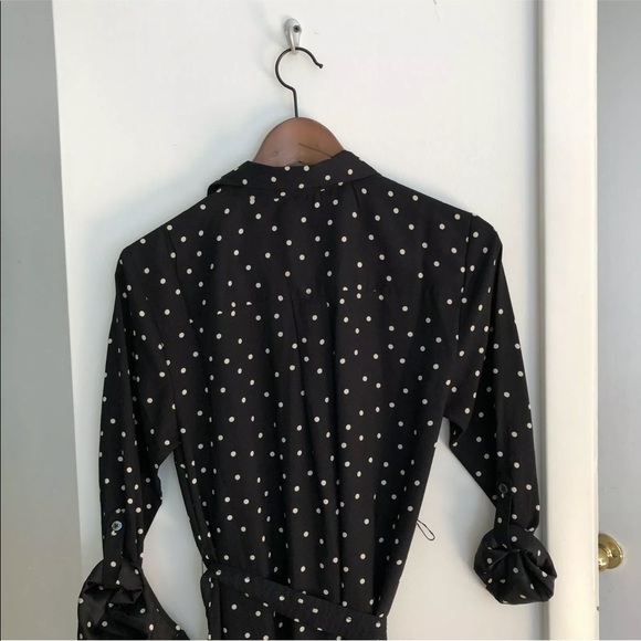 Ann Taylor polka dot shirt dress black and white - Picture 4 of 12